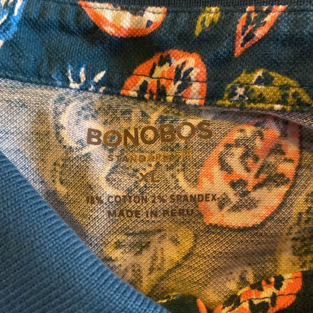 Bonobos Teal Collared Patterned Shirt Standard Fi… - image 2